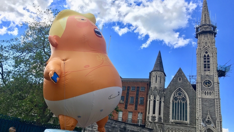 The balloon is six metres tall and depicts the US president as a baby