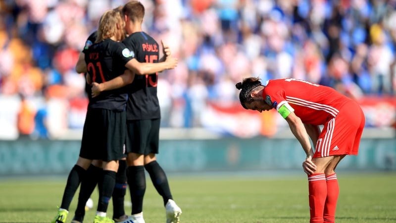 A dejected Gareth Bale at the end of the game in Croatia