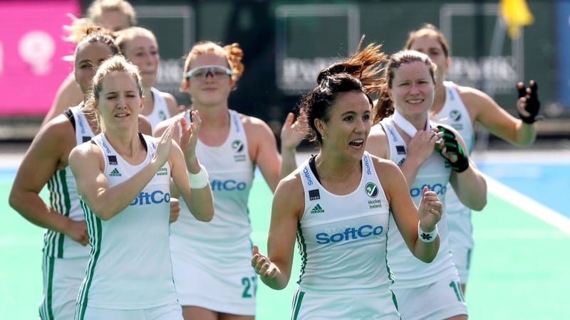 Ireland's Anna O'Flanagan leads the post-match celebrations