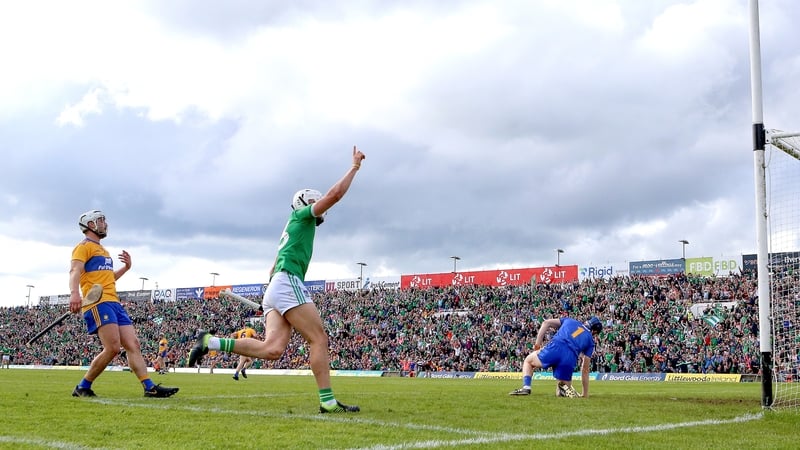 Limerick's Aaron Gillane celebrates scoring his goal