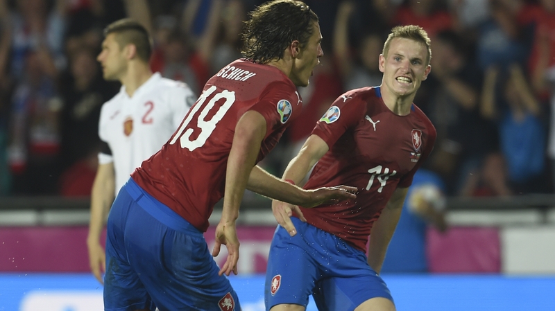 Patrik Schick celebrate scoring with with his teammate midfielder Jakub Jankto