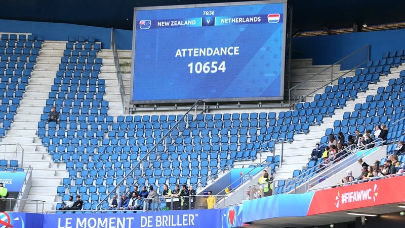Empty seats at today's game between New Zealand and the Netherlands in Le Havre