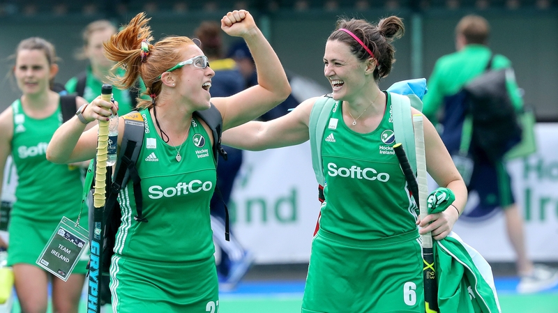 Zoe Wilson and Roisin Upton celebrate