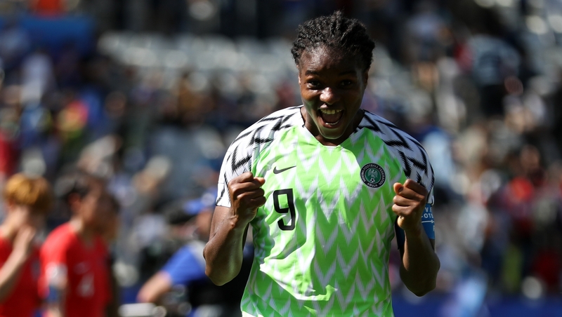 Asisat Oshoala celebrates her side's victory