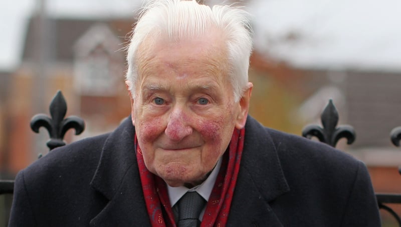 Billy McKee pictured at the funeral of Fr Alec Reid in November 2013