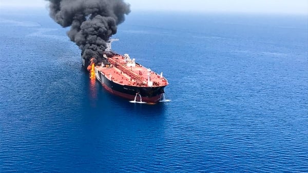 The twin attacks sent crude prices soaring amid a tense standoff between Iran and the US