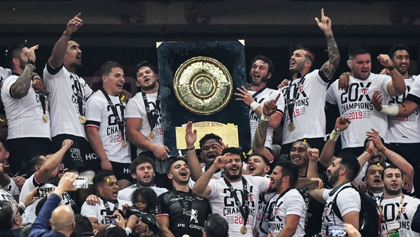 The Toulouse players celebrating their win
