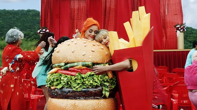 Katy Perry and Taylor Swift in Swift's You Need To Calm Down music video