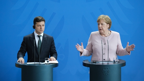 Chancellor Merkel was hosting Ukrainian president Volodymyr Zelensky today