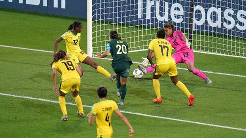 Sam Kerr drills home her third goal