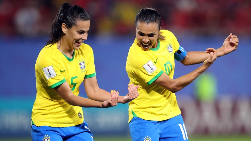 Marta (R) became the all-time record goalscorer at a World Cup with 17 goals