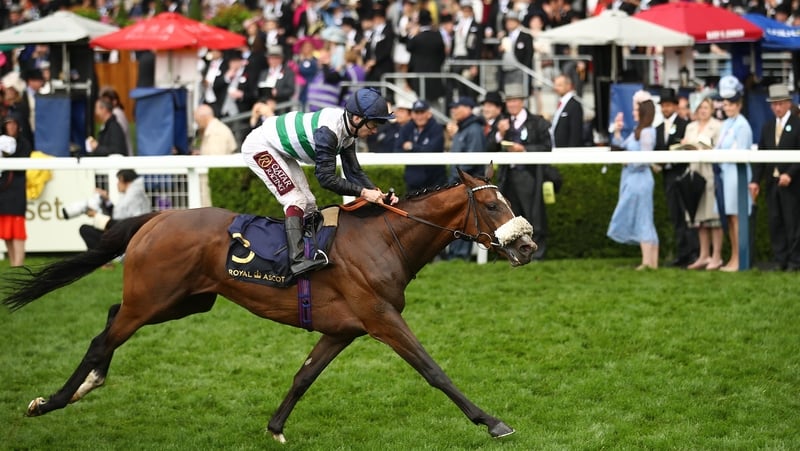 Oisin Murphy wins the Queen's Vase aboard Dashing Willoughby