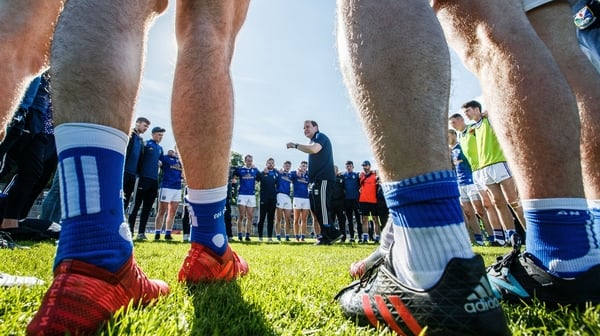 The Cavan manager addresses his players