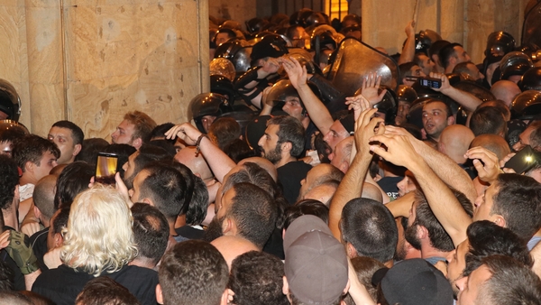 About 10,000 protesters had gathered outside parliament
