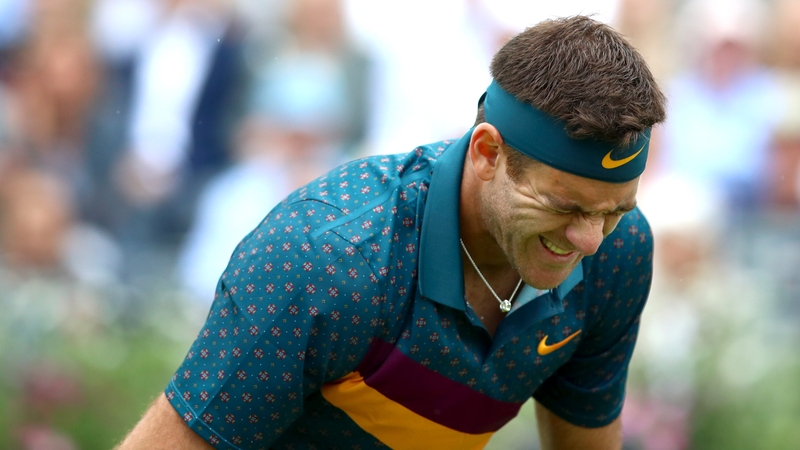 Del Potro fractured his right kneecap for the second time in eight months after slipping during his win over Denis Shapovalov at the Fever-Tree Championships