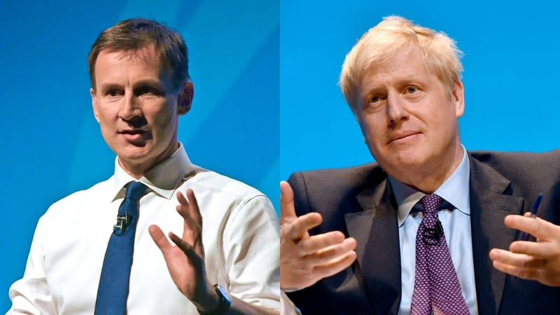 Jeremy Hunt and Boris Johnson at the first party hustings in Birmingham