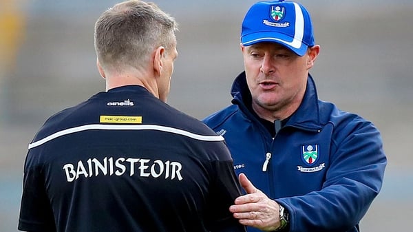 Malachy O'Rourke with Armagh manager manager Kieran McGeeney after the game