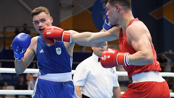 Michael Nevin (l) in action
