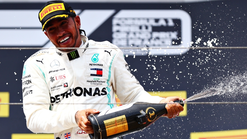 The Englishman celebrates his victory at the southern French track