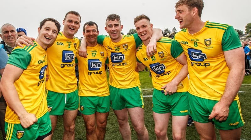 Patrick McBrearty (13) celebrates with team-mates