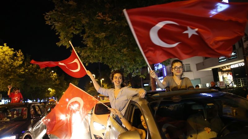 Supporters of opposition candidate Ekrem Imamoglu celebrate in Istanbul
