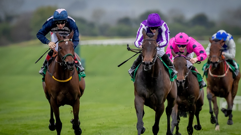 Ryan Moore winning The Irish Stallion Farms EBF Salsabil Stakes on Pink Dogwood at Navan in April