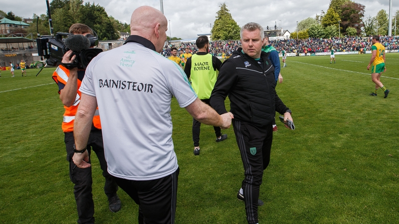 Declan Bonner & Stephen Rochford after Donegal's opening win in Ulster against Fermanagh
