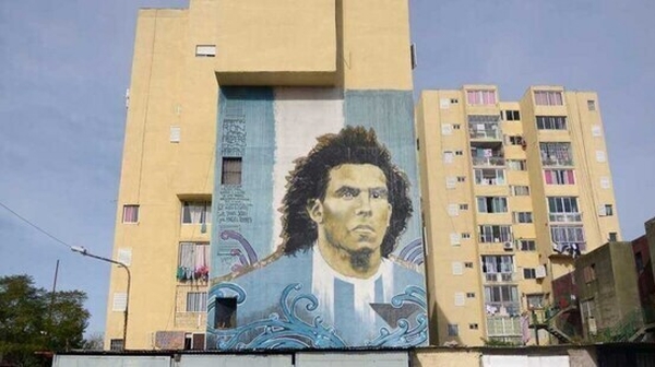 A mural of Carlos Tevez in Fuerte Apache