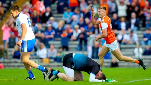 O'Neill shows off his 'can't see me' John Cena celebration after scoring a goal against Monaghan