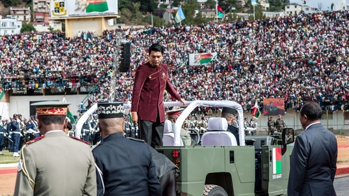 President of the Republic of Madagascar Andry Rajoelina during the celebratory event in the stadium