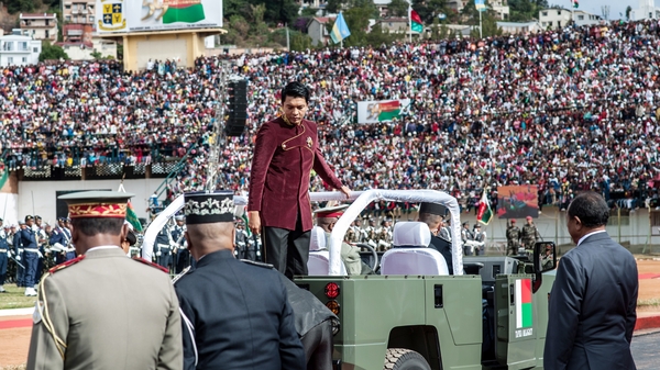 President of the Republic of Madagascar Andry Rajoelina during the celebratory event in the stadium