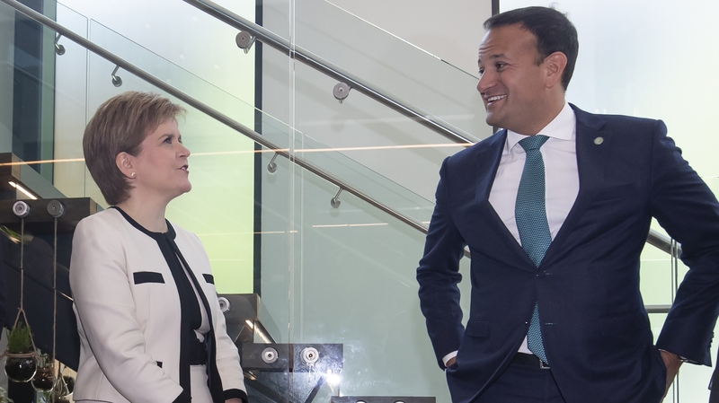 Taoiseach Leo Varadkar and Scottish First Minister Nicola Sturgeon speak after the British Irish Council summit meeting in Manchester