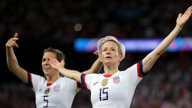Megan Rapinoe goaled in each half