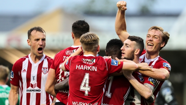 Junior Ogedi-Uzokwe celebrates scoring his side's fourth goal with teammates