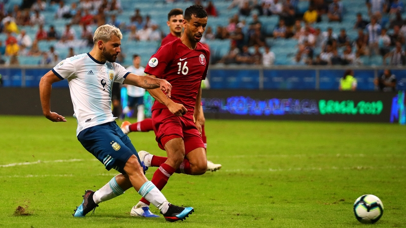 Sergio Aguero scores for Argentina