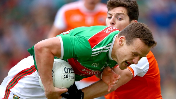 Mayo's Andy Moran and Paddy Burns of Armagh