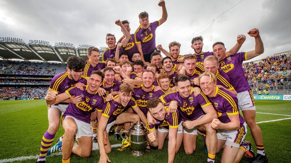 Wexford celebrate with the Bob O'Keeffe Cup