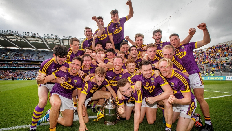 Wexford celebrate with the Bob O'Keeffe Cup