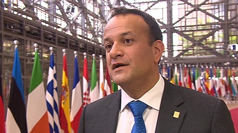 Taoiseach Leo Varadkar speaking to reporters in Brussels this evening
