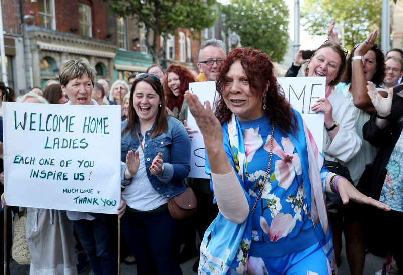 Survivor of the Magdalene laundries Annette Hall, from London, arrives at the Mansion House in Dublin to attend a Gala dinner for survivors and their supporters. (Photo by Brian Lawless/PA Images via Getty Images)