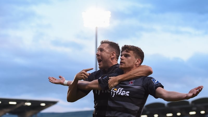 Brian Gartland and Sean Gannon of Dundalk celebrating last week in Tallaght