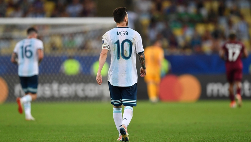 Lionel Messi in action during the quarter-final clash with Venezuela