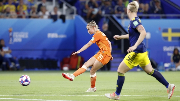 Jackie Groenen smashes in the only goal at Lyon