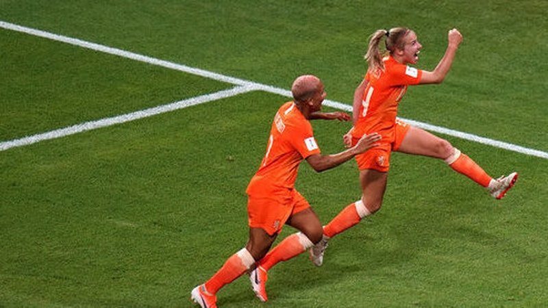 Jackie Groenen celebrates her winning strike