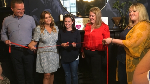 L-R: John Kelly, DFS, Maria Brennan, Hugh's House, Jenny Pye, Resident of Hugh's House, Ade Stack, Founder of Hugh's House, Yvonne Mulligan, Nine Yards Design