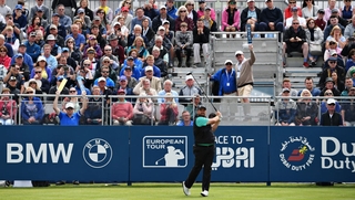 Shane Lowry in action on the second day of the Irish Open