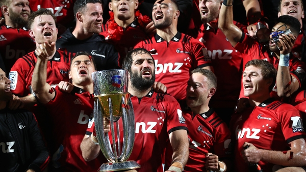 The Crusaders celebrate a 10th Super Rugby title