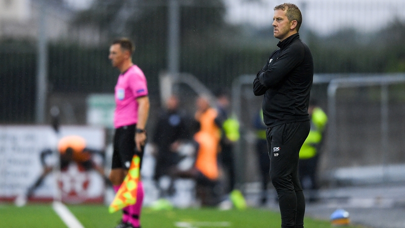 Vinny Perth watching on from the sidelines during the first leg at Oriel Park