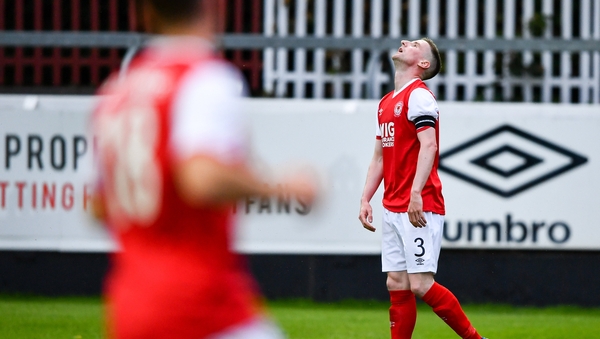 Ian Bermingham reacts to the concession of a goal to Norrkoping at Richmond Park