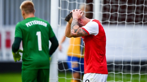 Mikey Drennan reacts after a missed chance at Inchicore